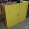 Painted wood storage cabinet, yellow, 35inHx40.5inWx13inD