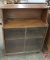 Vintage wood display cabinet with sliding glass doors, 40inHx29inWx12inD