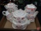 (3) Porcelain stacking tea sets. Contents of box.