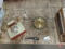 Vintage metal electric wall clock and table top rotary phone. 2 pieces