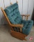 Wood glider/rocker with upholstered cushions