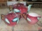 2-Apple tea sets, Victoria and ESD, Lefton flower tea set and one other maker unknown.