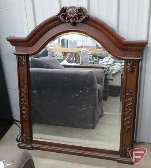 Wood framed mirror 51inHx45inWx3inD