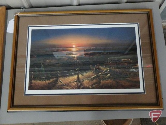 Framed and matted prints, Sundown by Jim Hansel, artist proof 24/198, 29inx39in, and