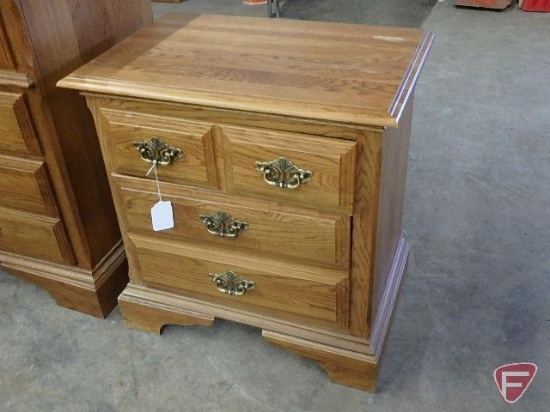 Wood night stand, 2 drawers, some scratches, 27inHx26inWx16inD.