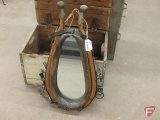 Horse hames with collar and mirror and hinged wood box