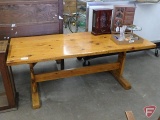 Wood harvest solid table, rustic, 29inHx71inLx29inD