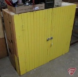 Painted wood storage cabinet, yellow, 35inHx40.5inWx13inD