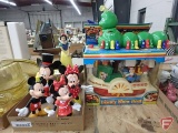 Mickey Mouse/Minnie Mouse toy figurines, Snow White plastic figurine, (4) Bedrock Bendable toys,