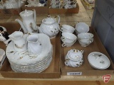 Lefton China tea/snack set in white/gold. Contents of 2 boxes