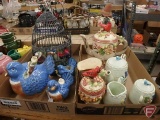 (3) bird-themed tea sets, cardinal set is Lefton, bluebird tea pot has beak broken off,
