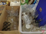 Assortment of glass decanters, pitchers, stemware, cordial/liqueur glasses and other pieces.