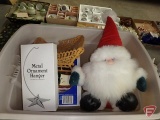 Holiday/Christmas items, Fiber Optic Snowman Head, metal ornament hanger, plush santa, figurines,