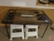 Rubbermaid step stools, shadowbox, and fold-up table