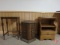 Three various night stands and table