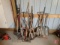 Yard and garden tools, rakes, shovels, axes, sledge hammer, saws, post hole digger