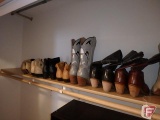 Ladies cowboy boots and shoes, size 9 1/2-10, approximately 12 pairs