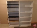 White shelved cabinets (2), 72 in high x 36 in long x 12 in deep, not all shelves match