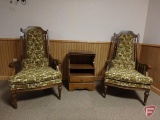 Ayers Benchmark upholstered chairs (2) and occasional cabinet with drawer (3 pieces)