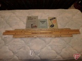 (4) wood measuring sticks, vintage booklets-Wards Cook Book, Watkins Song Book,