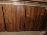 (2) Pressed wood storage closets, 72inHx47inWx21inD, one needs magnet adjustment. 2 pieces