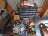 Plastic organizer, electrical hardware and tape, duct tape, motorhome door lock