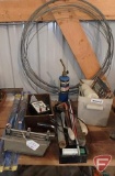 Wire, electric fence controller, Boston 3hole punch, propane torch, high speed steel power bits