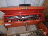 14 piece combination wrench set, 3/8in to 1.25in, socket wrench, metal tool box. Box and contents