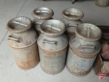 (5) milk cans with lids. 5 pieces
