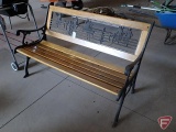 Wood and metal bench, western theme, 50inW