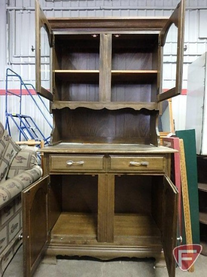 2 drawer, 4 door wood hutch/buffet, 38"x18"x39"H; 2 pieces