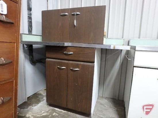 Metal 2 door cupboard, 1 drawer 2 door metal cabinet, and 50"x28" countertop