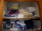 Contents of top 2 shelves: towels, linens, and table cloths
