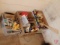 Painting supplies: rollers, brushes, mixing sticks, outlet covers, tape, roller handles,