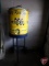 Billy Ries Racing Crew galvanized water cooler with Monroe advertising, 16