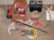 12v battery, work gloves, hex wrench set, pipe clamp, (2) large pulleys, conduit benders