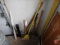 Fence post pounder, yard sticks, broom, hatchet, splitting maul
