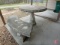 Concrete round table and (2) half circle benches; 42