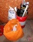 Floor dry, metal can, shop, rags, squeegee, microfiber glass cloth, rat trap, rulers, grease gun
