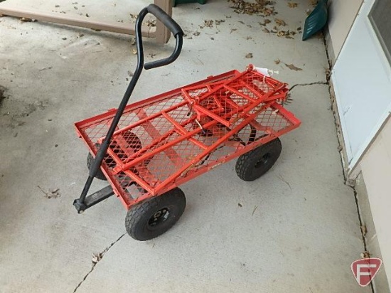 Garden/utility wagon with pneumatic wheels, 16-3/4"x34", 7-3/4"H