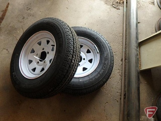 (2) ST175/80R13 tires on 5 bolt steel rims