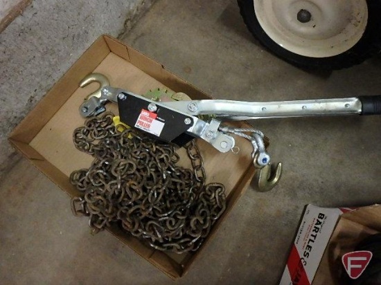 Come-along ratcheting tool and chain
