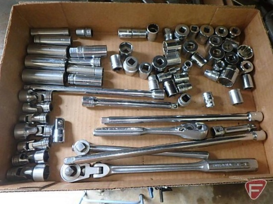 3/8" drive SAE sockets, ratchets, breaker bar, and extensions