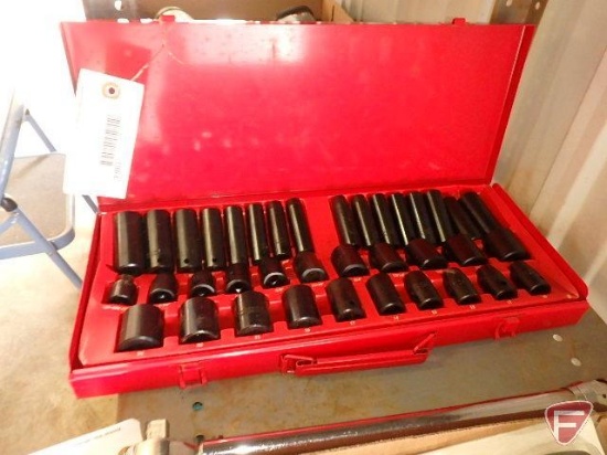 3/8" drive impact socket SAE and metric set with case