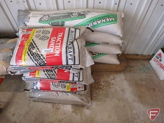 (4) 70lb Menards sand in a tube, (6) 50lb Mastercraft track sandbags