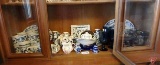 Contents of shelf: Blue Danube dishes serving bowls, tray, cups, candle holders, creamer,