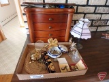 Ladies jewelry, trinket box, and lamp