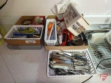 Knife set, scissors, tape measure, magnifying glass, precision screwdrivers, measuring spoons,