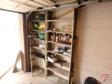 Contents of shelf: Milwaukee sawzall blades, combination wrenches, hammer,