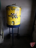 Billy Ries Racing Crew galvanized water cooler with Monroe advertising, 16